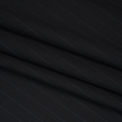 Wool Twill Suiting Made in Italy - Black Tonal Stripes - Deadstock