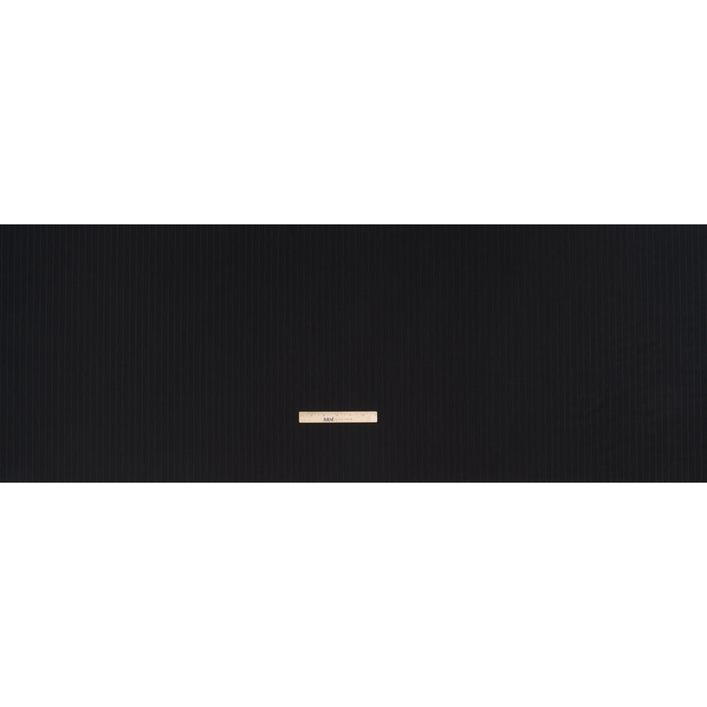 Wool Twill Suiting Made in Italy - Black Tonal Stripes - Deadstock