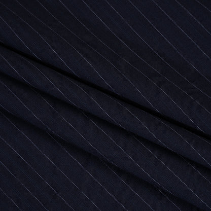 Wool Suiting Made in Italy - Navy and Pale Blue Pinstripes - Deadstock