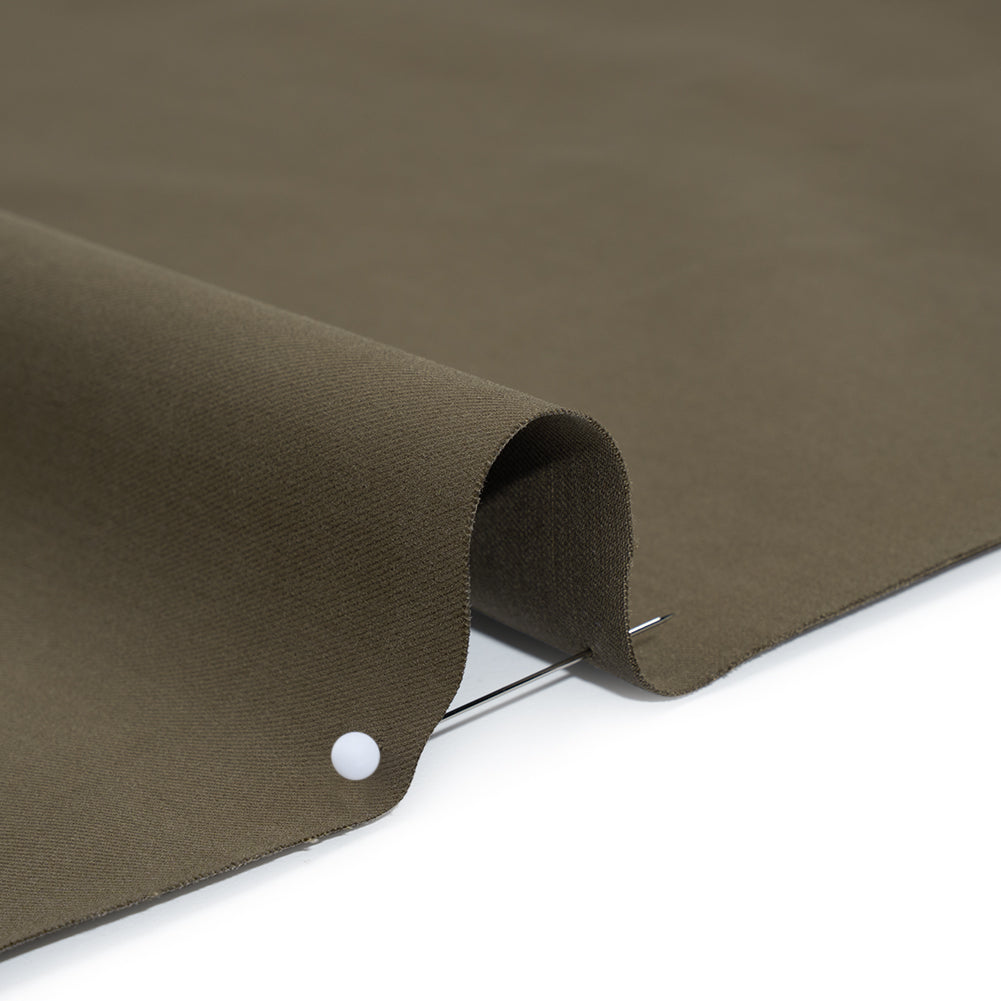Stretch Cotton and Cashmere Twill Made in Italy - Army Green - Deadstock - Detail