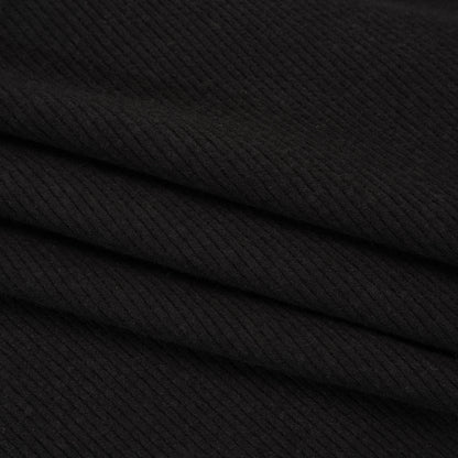 Stretch Brushed Double Face 2x2 Rib Knit - Black - Deadstock
