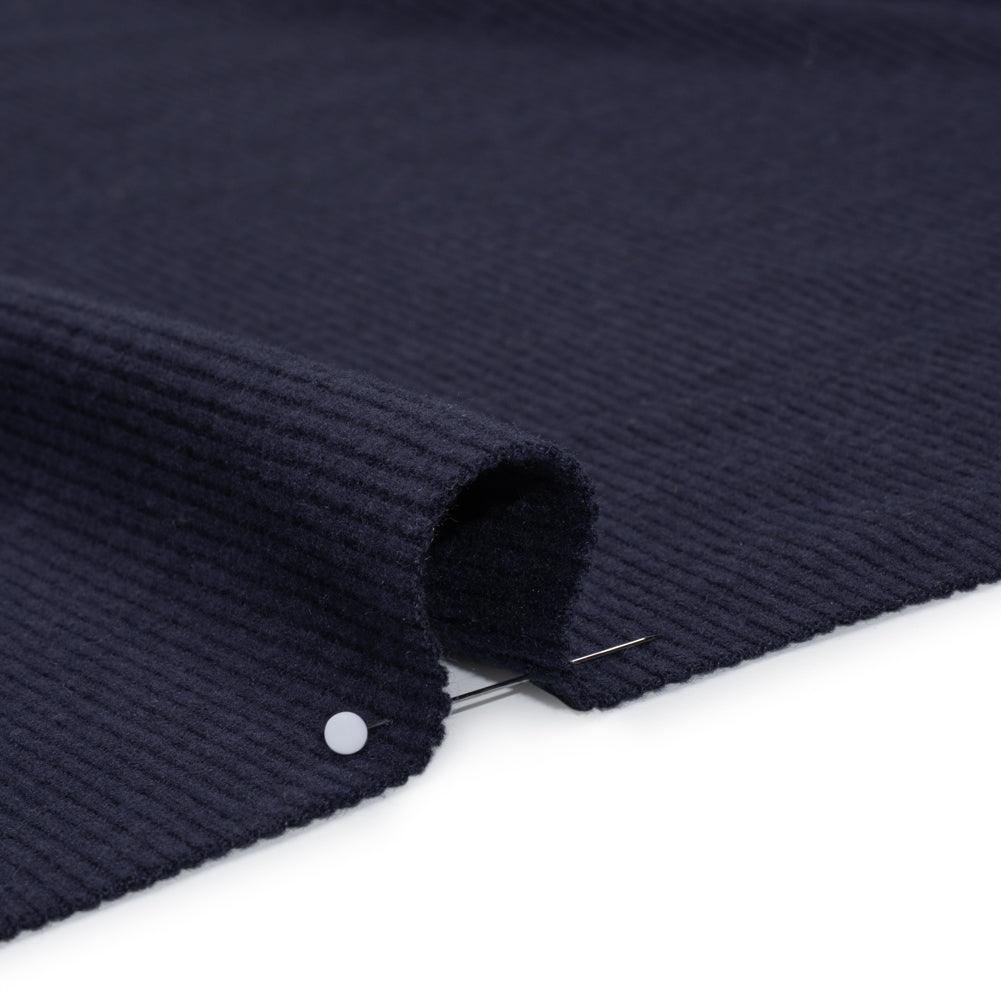 Stretch Brushed Double Face 2x2 Rib Knit - Navy - Deadstock Detail
