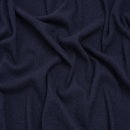 Stretch Brushed Double Face 2x2 Rib Knit - Navy - Deadstock