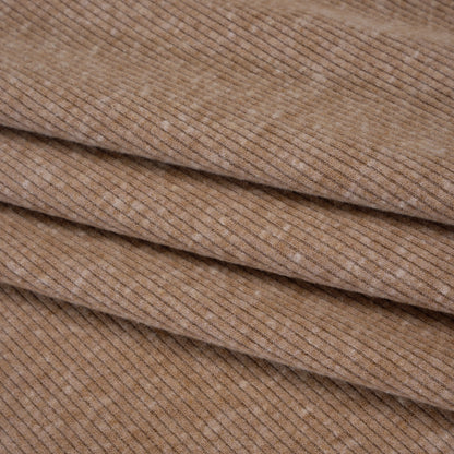 Stretch Brushed Double Face 2x2 Rib Knit - Pecan Beige - Deadstock Folded