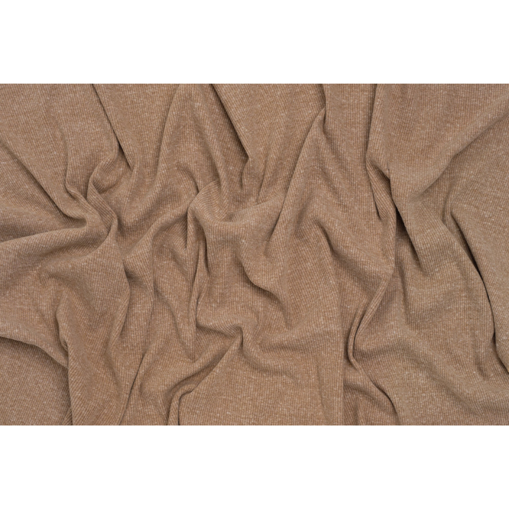 Stretch Brushed Double Face 2x2 Rib Knit - Pecan Beige - Deadstock Full