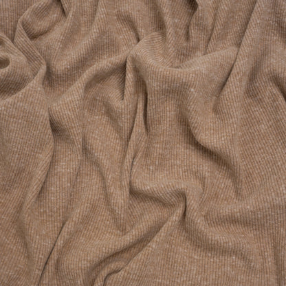 Stretch Brushed Double Face 2x2 Rib Knit - Pecan Beige - Deadstock