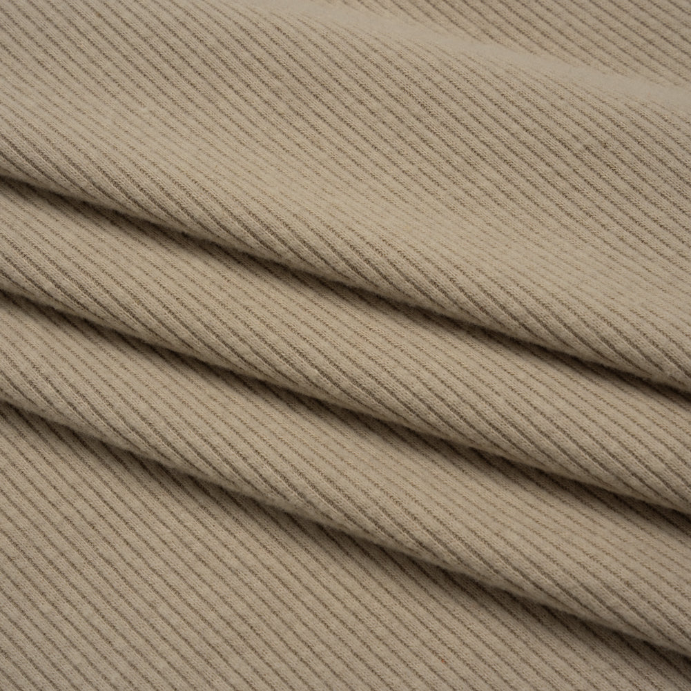 Stretch Brushed Double Face 2x2 Rib Knit - Taupe - Deadstock