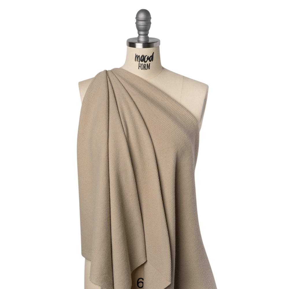 Stretch Brushed Double Face 2x2 Rib Knit - Taupe - Deadstock