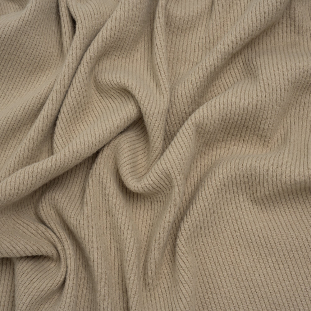 Stretch Brushed Double Face 2x2 Rib Knit - Taupe - Deadstock