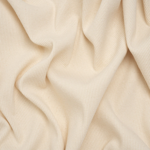 Stretch Cotton 2x2 Rib Knit - Cream - Deadstock