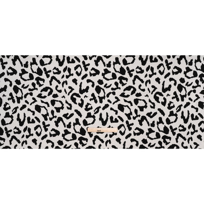Stretch Cotton 2x2 Rib Knit Print - Black and White Big Leopard Spots - Deadstock
