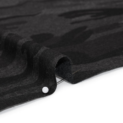 Lightweight Polyester Jersey Print - Black and Charcoal Subtle Camouflage - Deadstock Detail