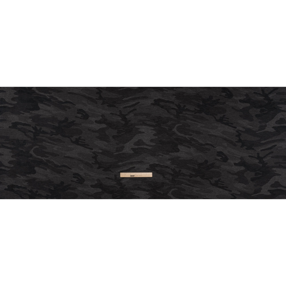 Lightweight Polyester Jersey Print - Black and Charcoal Subtle Camouflage - Deadstock Full
