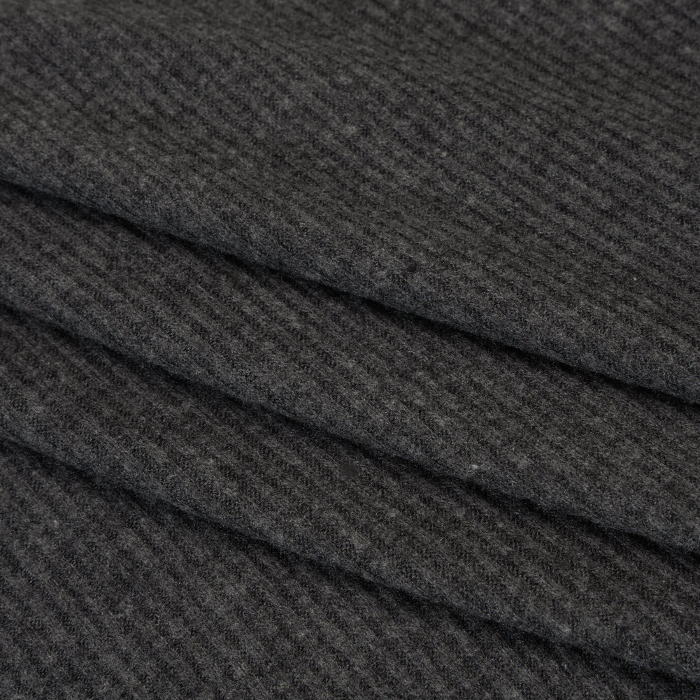 Brushed Cozy Stretch Viscose 2x2 Rib Knit - Anthracite Gray - Deadstock