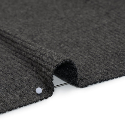 Brushed Cozy Stretch Viscose 2x2 Rib Knit - Anthracite Gray - Deadstock