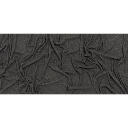 Brushed Cozy Stretch Viscose 2x2 Rib Knit - Anthracite Gray - Deadstock