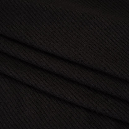 Brushed Cozy Stretch Viscose 2x2 Rib Knit - Faded Black - Deadstock Folded