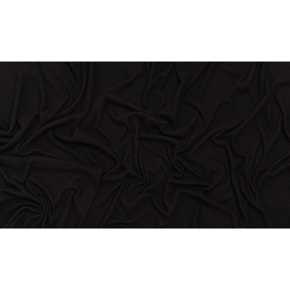 Brushed Cozy Stretch Viscose 2x2 Rib Knit - Faded Black - Deadstock Full