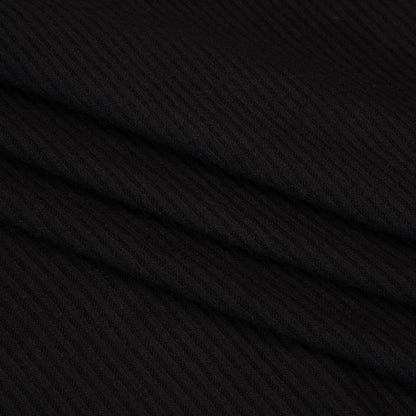 Brushed Cozy Stretch Viscose 2x2 Rib Knit - Black - Deadstock Folded