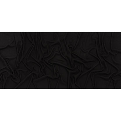 Brushed Cozy Stretch Viscose 2x2 Rib Knit - Black - Deadstock Full