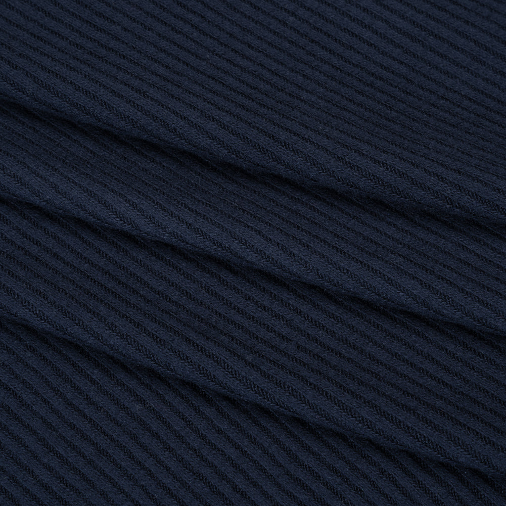 Brushed Cozy Stretch Viscose 2x2 Rib Knit - Navy - Deadstock - Folded