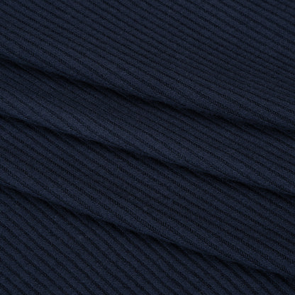 Brushed Cozy Stretch Viscose 2x2 Rib Knit - Navy - Deadstock