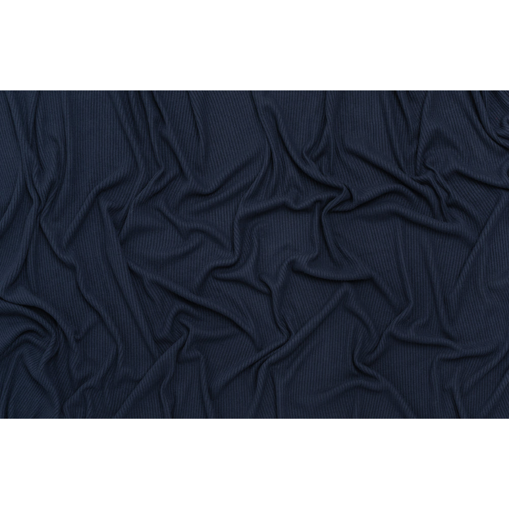 Brushed Cozy Stretch Viscose 2x2 Rib Knit - Navy - Deadstock - Full