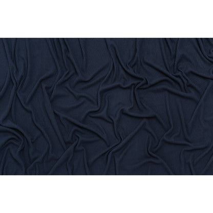 Brushed Cozy Stretch Viscose 2x2 Rib Knit - Navy - Deadstock