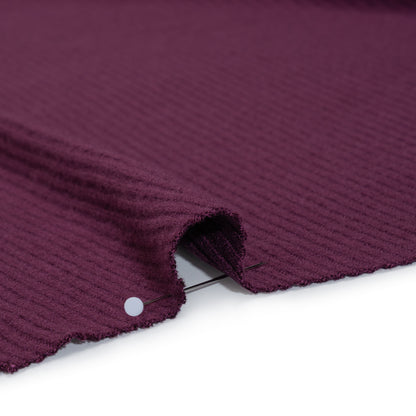 Brushed Cozy Stretch Viscose 2x2 Rib Knit - Plum - Deadstock Detail