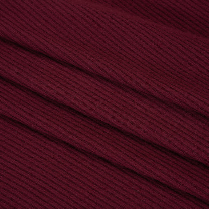 Brushed Cozy Stretch Viscose 2x2 Rib Knit - Wine - Deadstock