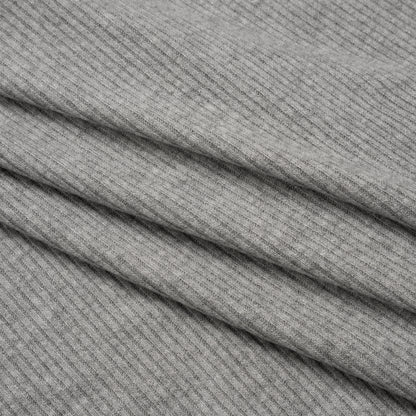 Brushed Cozy Stretch Viscose 2x2 Rib Knit - Light Gray - Deadstock Folded