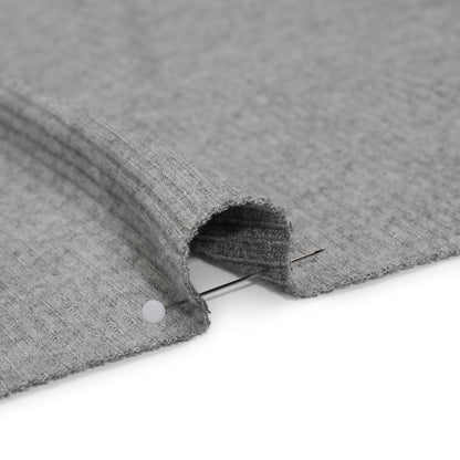 Brushed Cozy Stretch Viscose 2x2 Rib Knit - Light Gray - Deadstock Detail