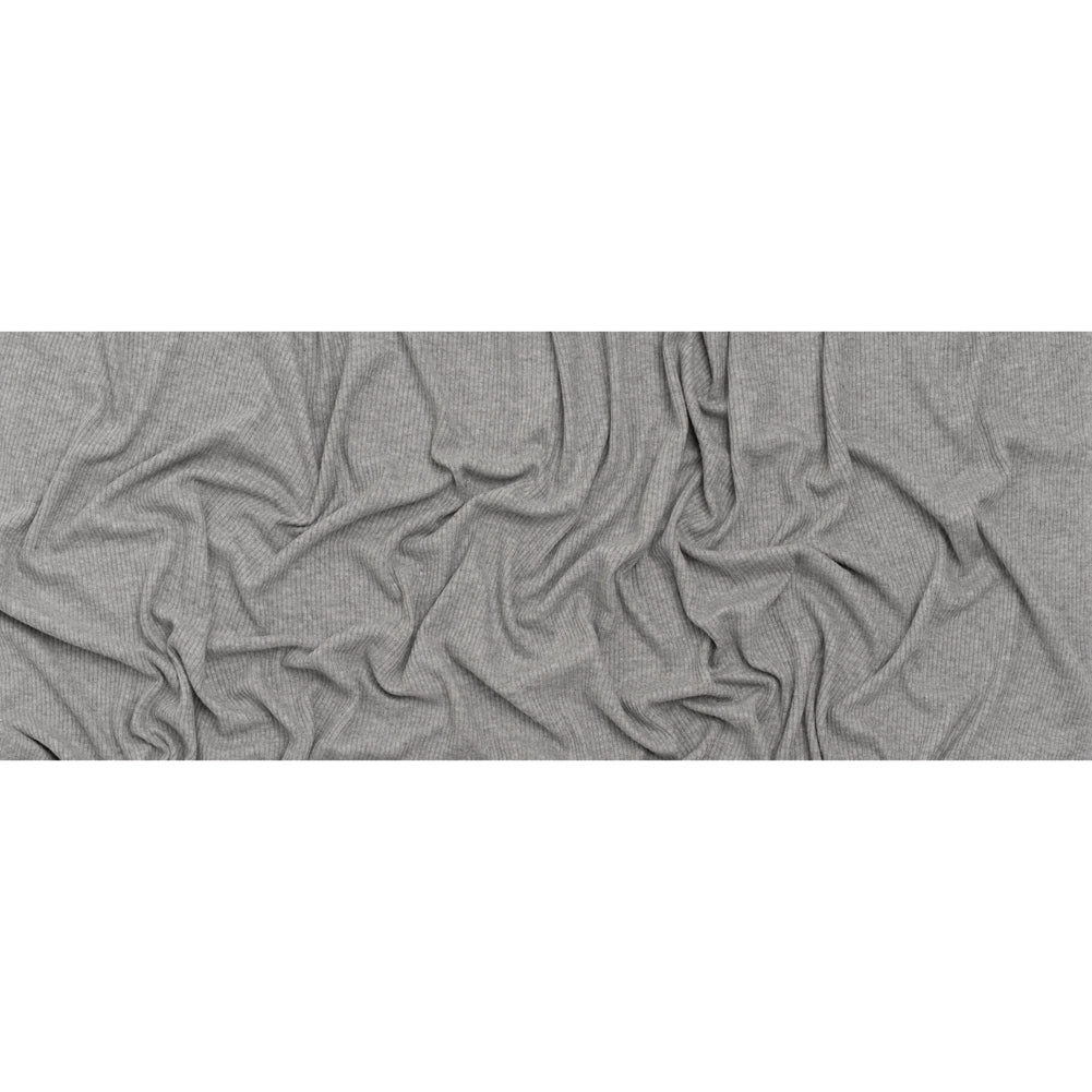 Brushed Cozy Stretch Viscose 2x2 Rib Knit - Light Gray - Deadstock Full