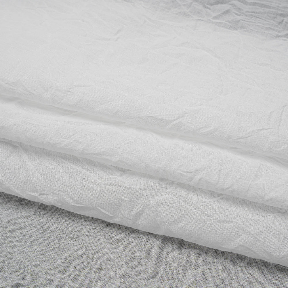 Crinkled Lightweight Cotton Woven - White PFD - Deadstock - Folded