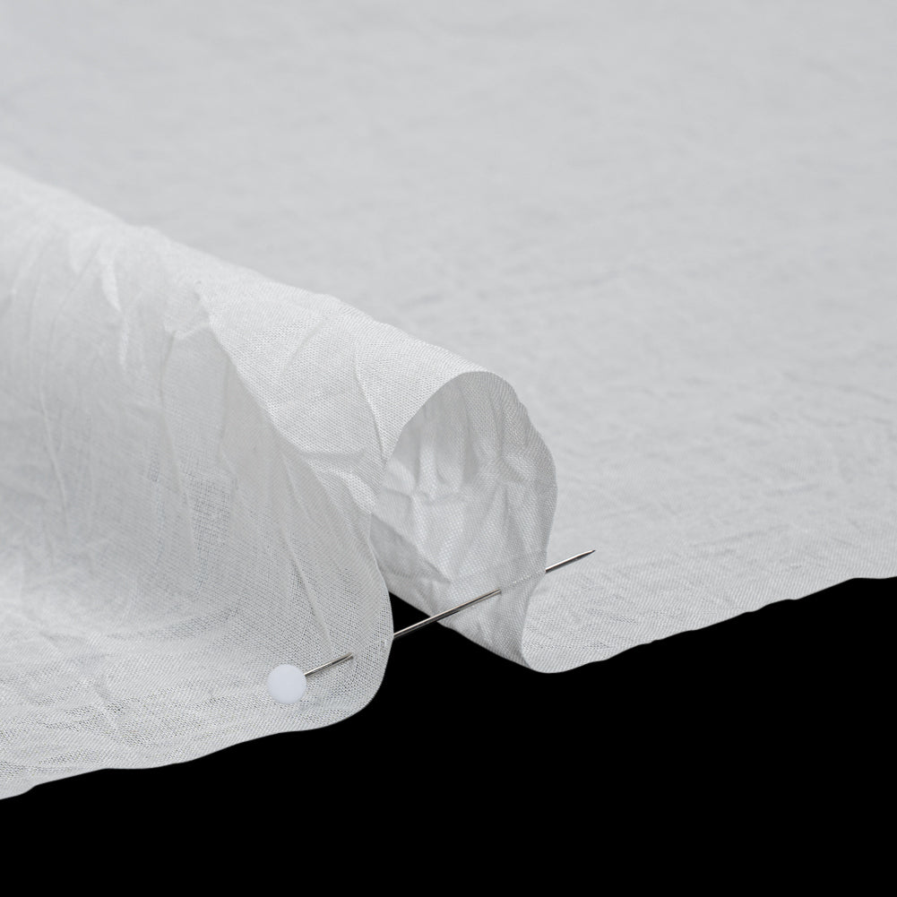 Crinkled Lightweight Cotton Woven - White PFD - Deadstock - Detail