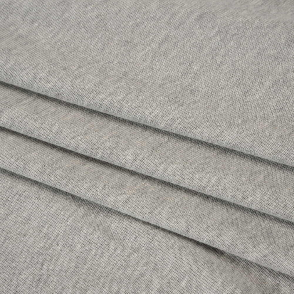 Cotton and Polyester 1x1 Rib Knit - Heathered Light Gray - Deadstock - Folded