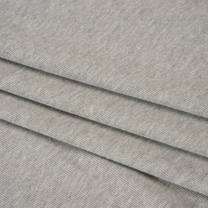 Cotton and Polyester 1x1 Rib Knit - Heathered Light Gray - Deadstock