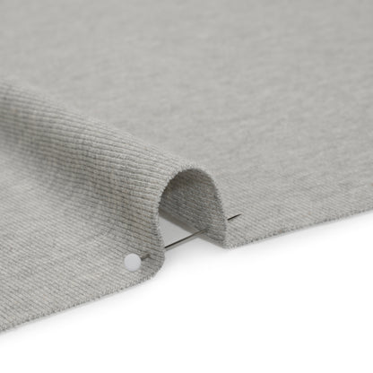Cotton and Polyester 1x1 Rib Knit - Heathered Light Gray - Deadstock