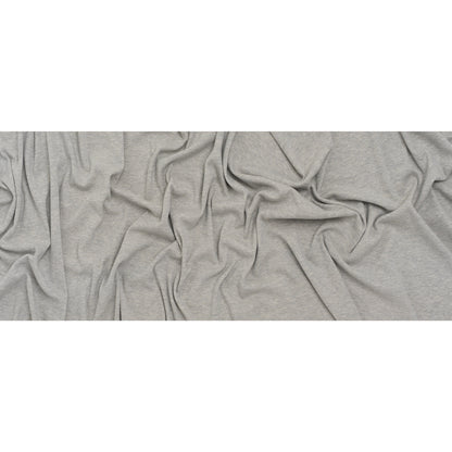 Cotton and Polyester 1x1 Rib Knit - Heathered Light Gray - Deadstock