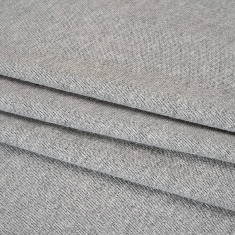 Cotton and Polyester 1x1 Rib Knit - Heathered Warm Gray - Deadstock Folded