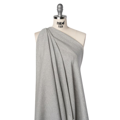 Cotton and Polyester 1x1 Rib Knit - Heathered Warm Gray - Deadstock Drape
