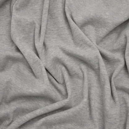 Cotton and Polyester 1x1 Rib Knit - Heathered Warm Gray - Deadstock