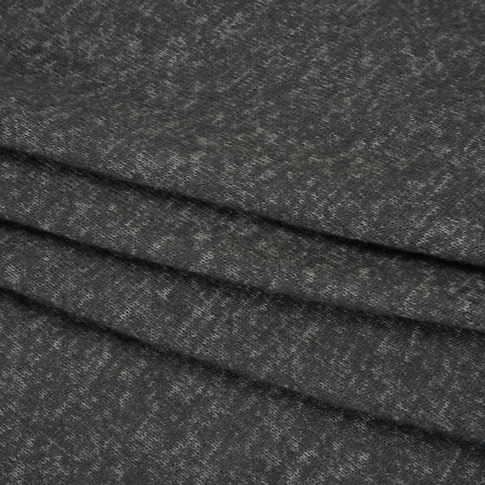 Cozy Brushed Stretch Rayon Sweater Knit - Heathered Anthracite Gray - Deadstock Folded