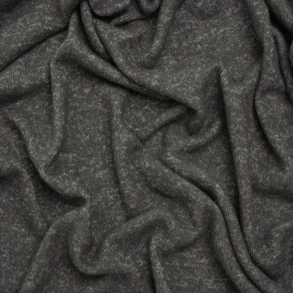 Cozy Brushed Stretch Rayon Sweater Knit - Heathered Anthracite Gray - Deadstock