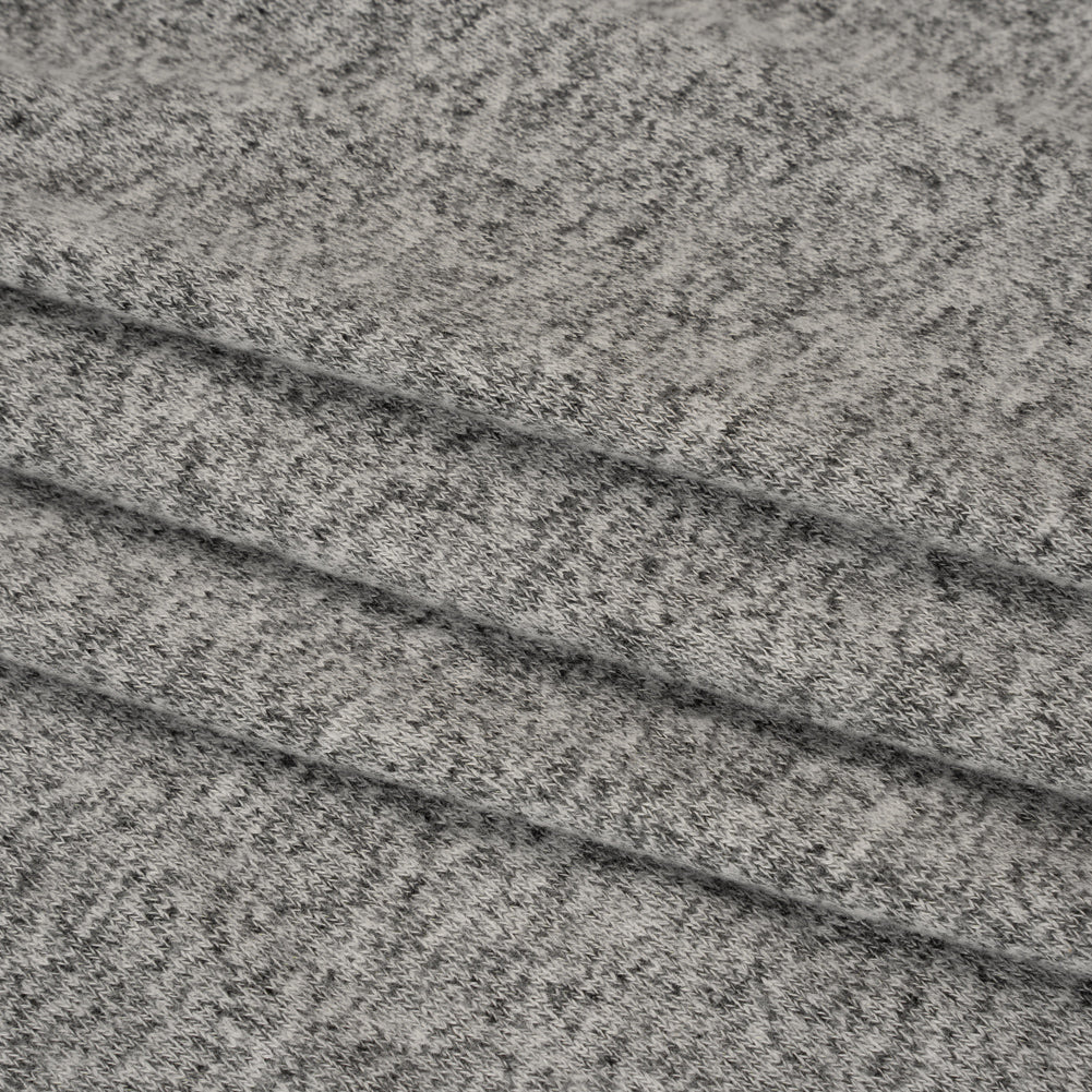 Cozy Brushed Stretch Rayon Sweater Knit - Heathered Light Gray - Deadstock - Folded