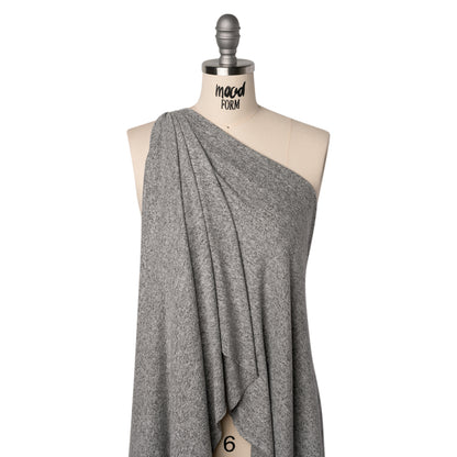 Cozy Brushed Stretch Rayon Sweater Knit - Heathered Light Gray - Deadstock