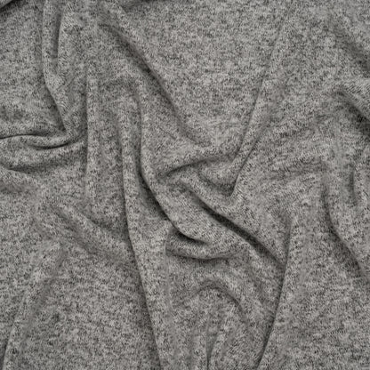 Cozy Brushed Stretch Rayon Sweater Knit - Heathered Light Gray - Deadstock