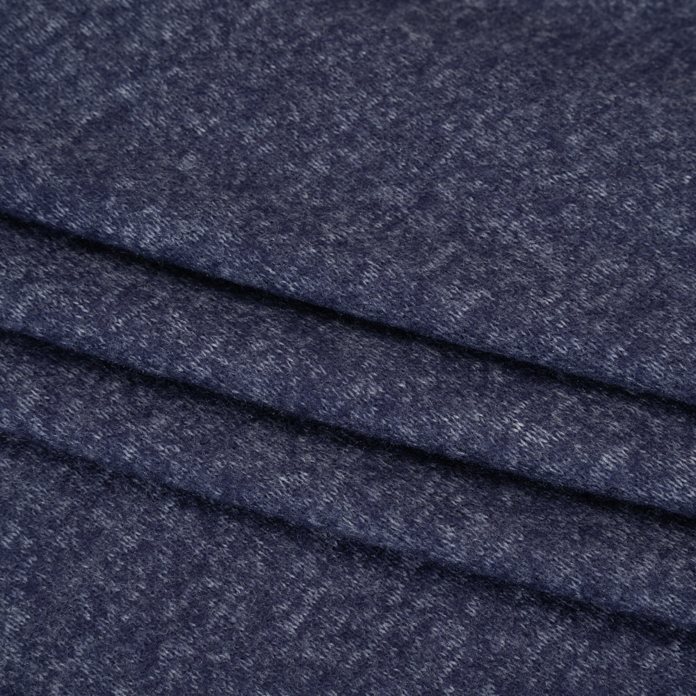 Cozy Brushed Stretch Rayon Sweater Knit - Heathered Bright Navy - Deadstock Folded