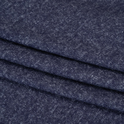 Cozy Brushed Stretch Rayon Sweater Knit - Heathered Bright Navy - Deadstock Folded