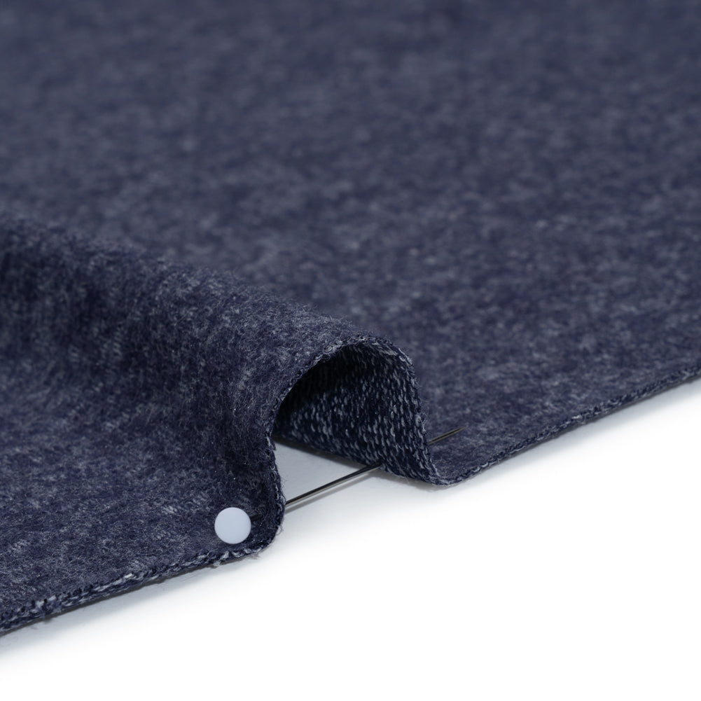 Cozy Brushed Stretch Rayon Sweater Knit - Heathered Bright Navy - Deadstock Detail